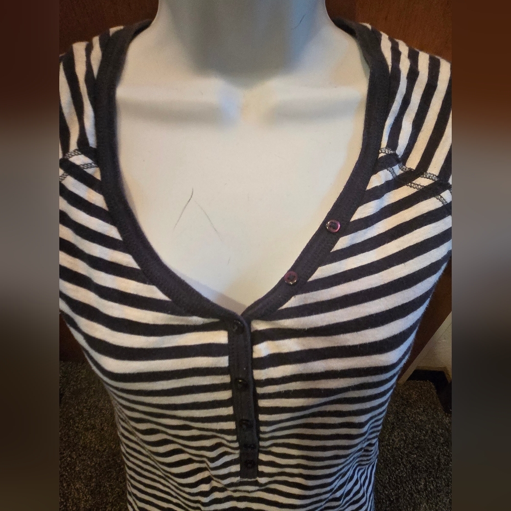 Lily Navy&White Striped Short Sleeve Tee SzL - Picture 5 of 6